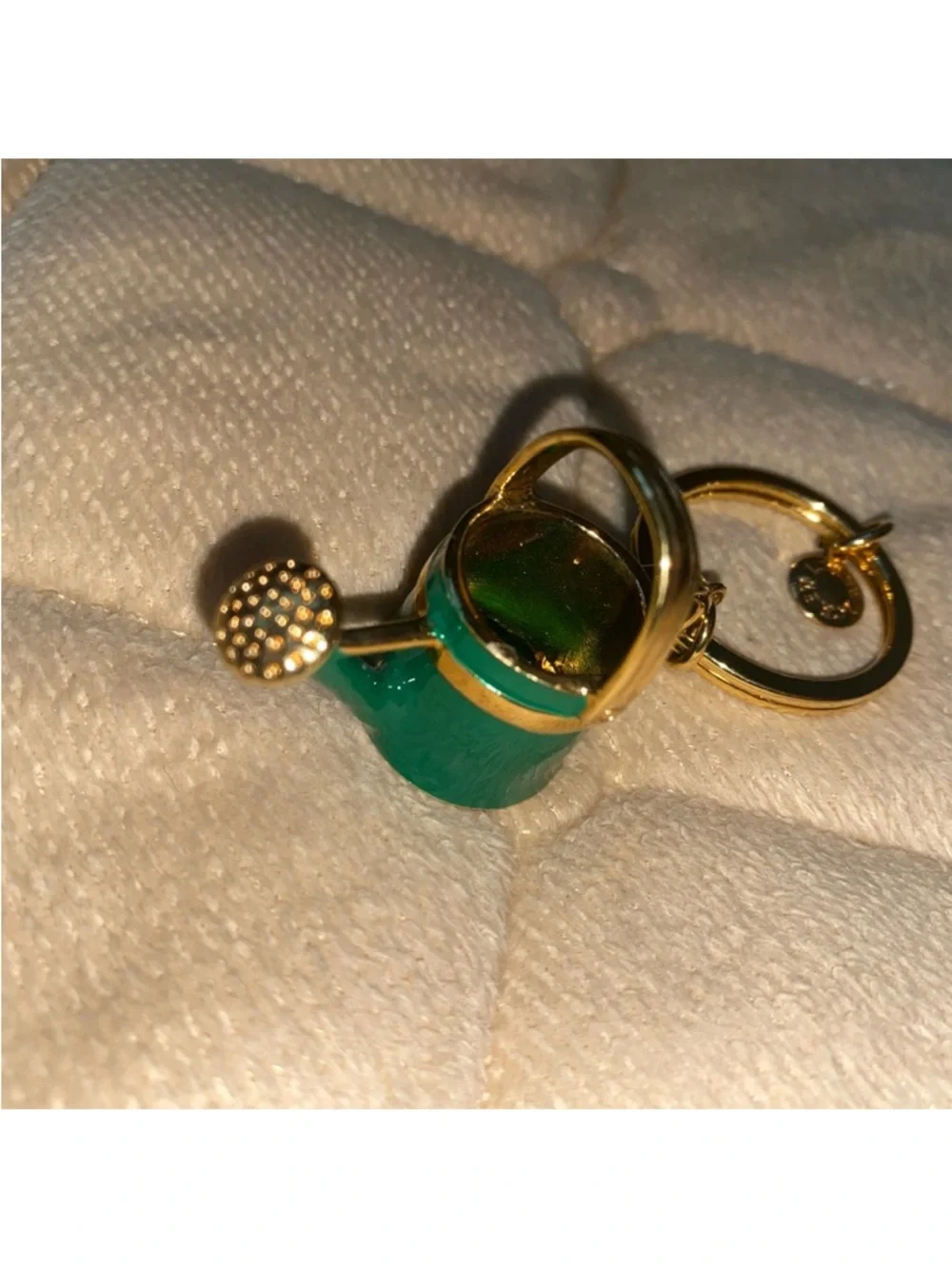 J. Crew RARE Flower Watering Can Keychain Green Gold Color‎